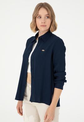 Kadın Lacivert Uzun Kollu Gömlek - 50297121026