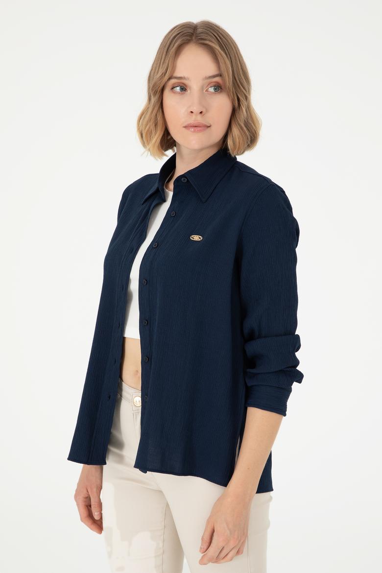 Kadın Lacivert Uzun Kollu Gömlek - 50297121026
