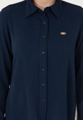 Kadın Lacivert Uzun Kollu Gömlek - 50297121026