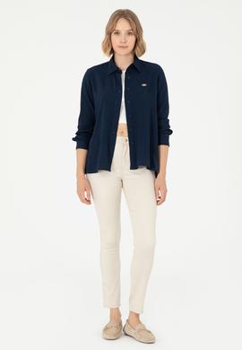 Kadın Lacivert Uzun Kollu Gömlek - 50297121026