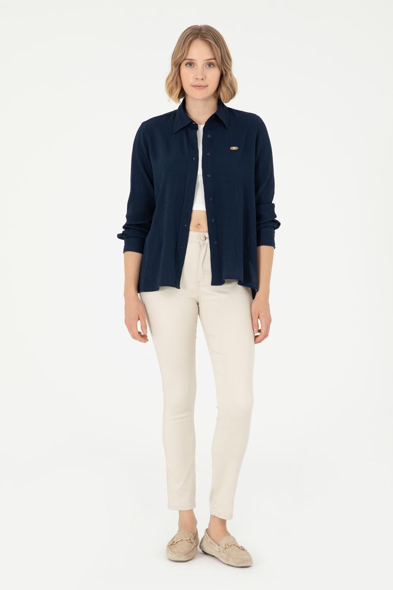 Kadın Lacivert Uzun Kollu Gömlek - 50297121026