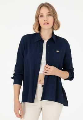 Kadın Lacivert Uzun Kollu Gömlek - 50297121026