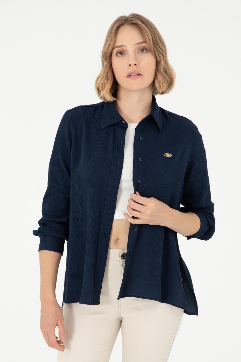 Kadın Lacivert Uzun Kollu Gömlek