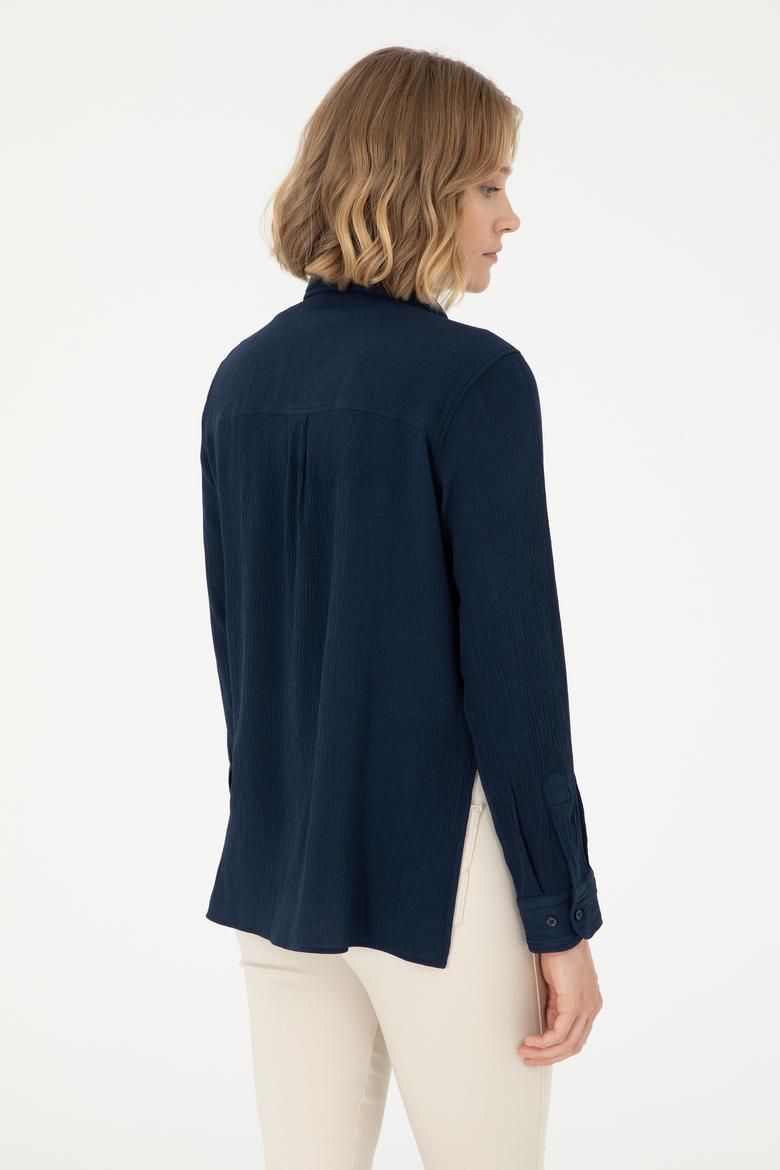 Kadın Lacivert Uzun Kollu Gömlek - 50297121026