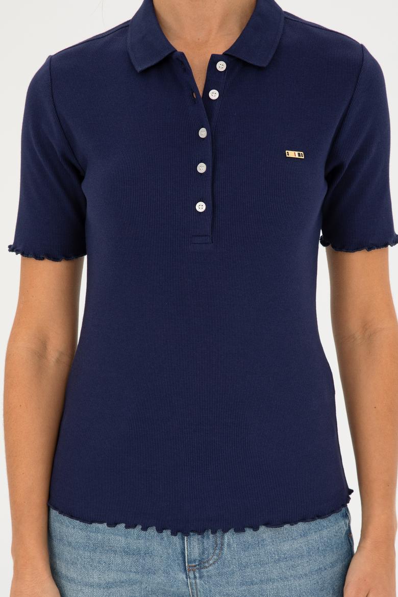Kadın Lacivert Polo Yaka Tişört - 50296156005