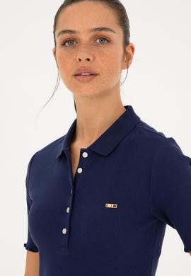 Kadın Lacivert Polo Yaka Tişört - 50296156005