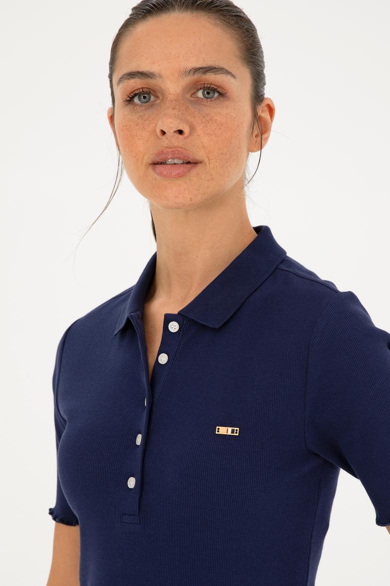 Kadın Lacivert Polo Yaka Tişört - 50296156005