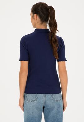 Kadın Lacivert Polo Yaka Tişört - 50296156005