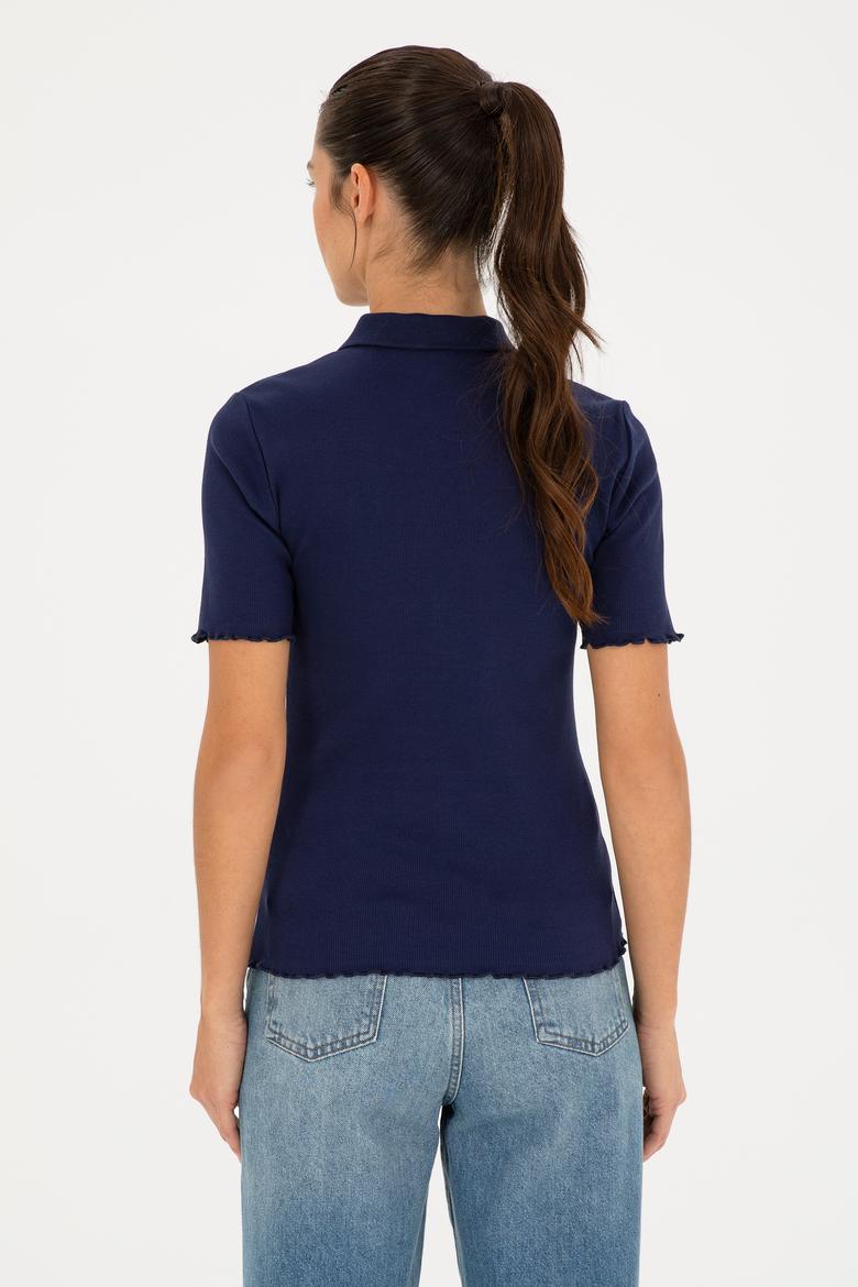 Kadın Lacivert Polo Yaka Tişört - 50296156005
