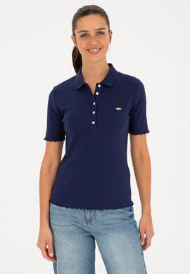 Kadın Lacivert Polo Yaka Tişört - 50296156005