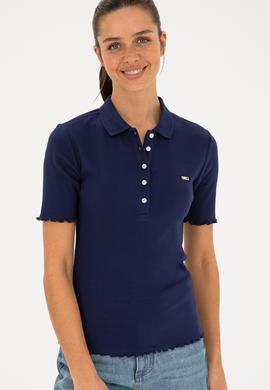 Kadın Lacivert Polo Yaka Tişört - 50296156005