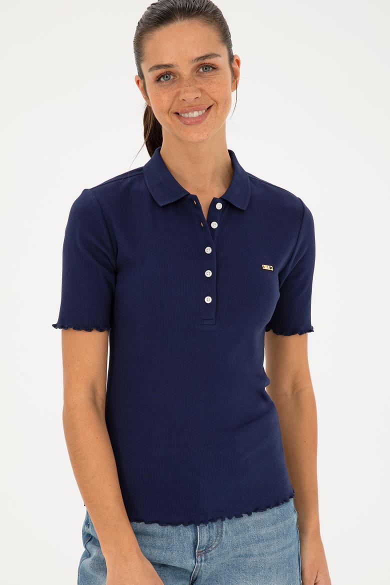 Kadın Lacivert Polo Yaka Tişört - 50296156005