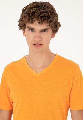 Erkek Turuncu Basic Tişört - 50279580090
