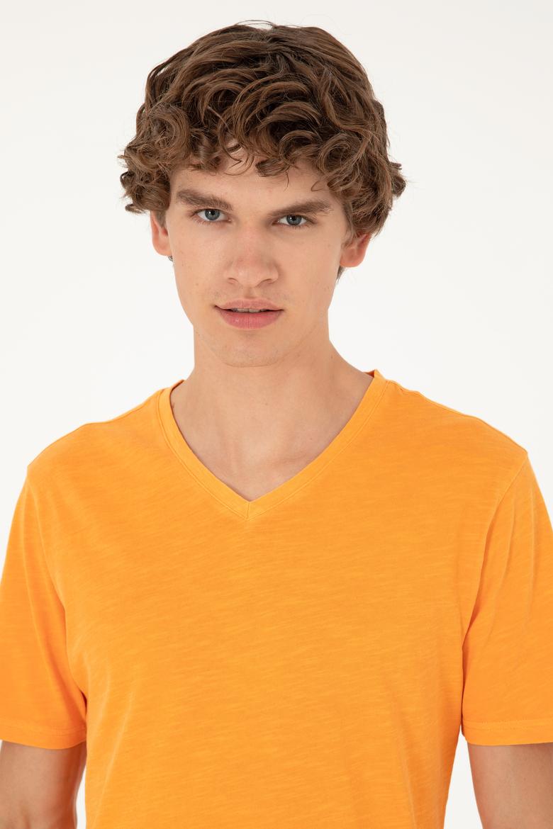 Erkek Turuncu Basic Tişört - 50279580090
