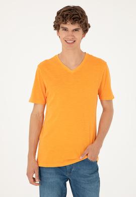 Erkek Turuncu Basic Tişört - 50279580090