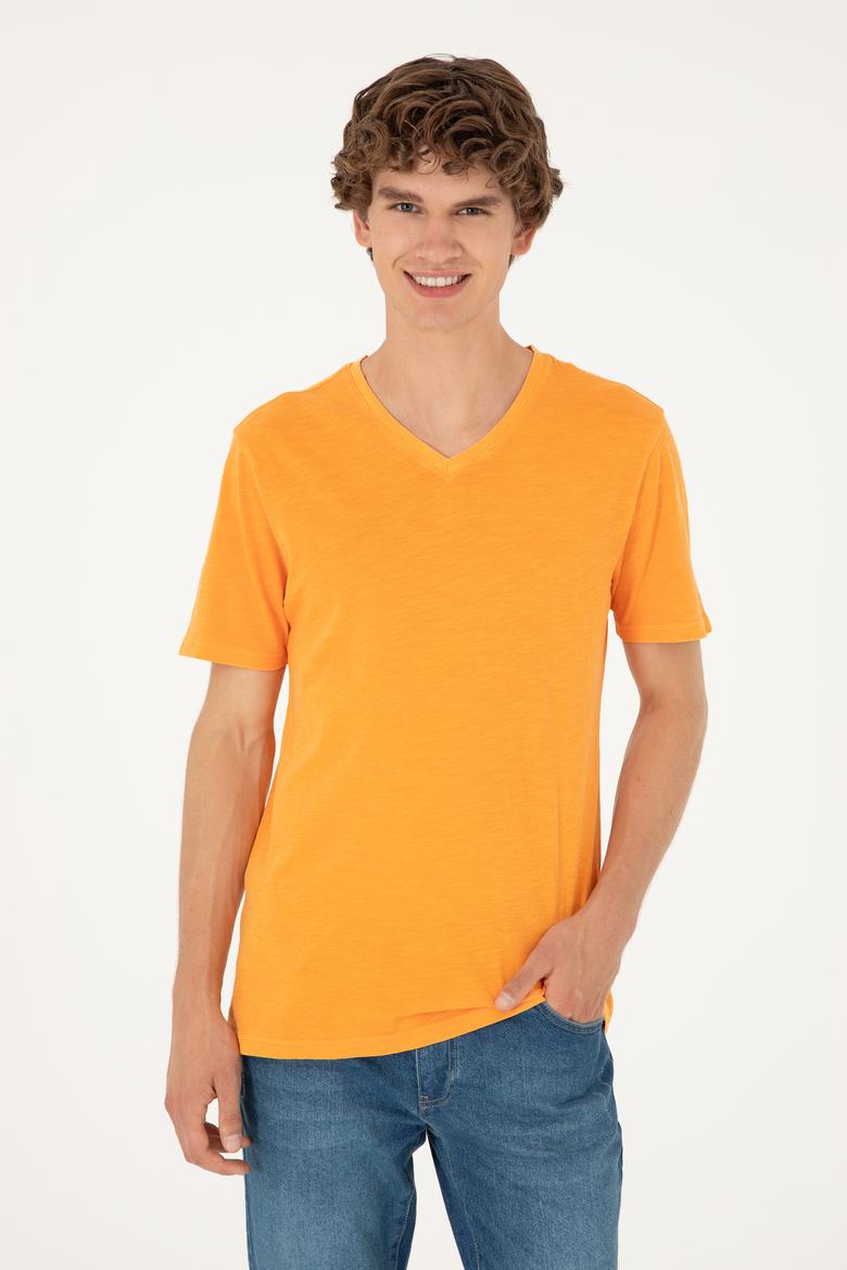 Erkek Turuncu Basic Tişört - 50279580090