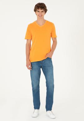 Erkek Turuncu Basic Tişört - 50279580090
