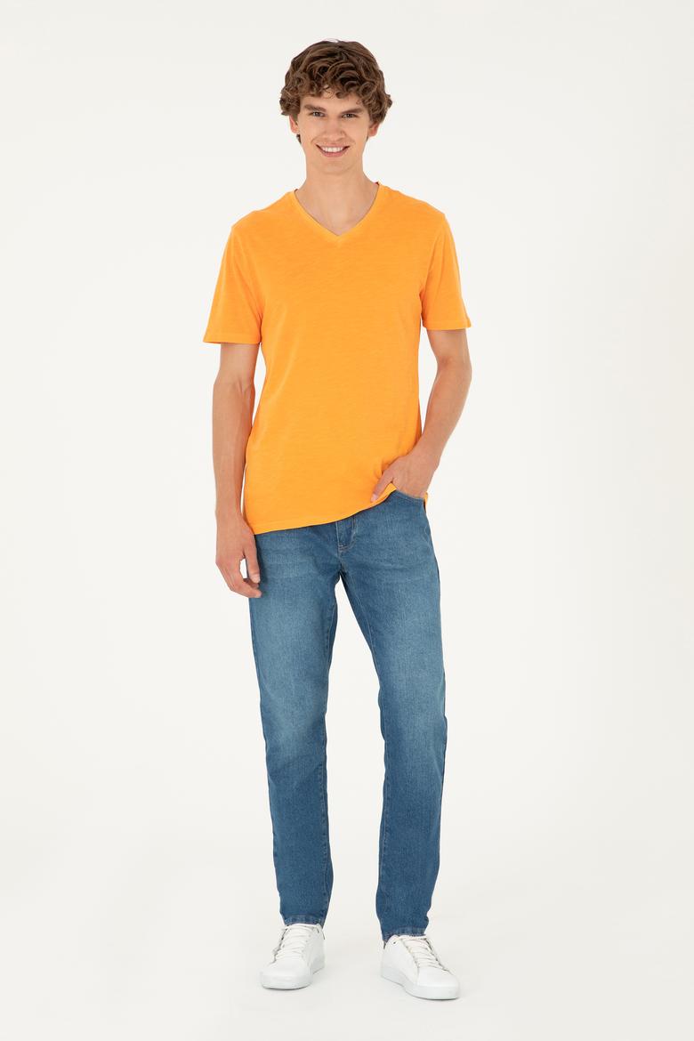 Erkek Turuncu Basic Tişört - 50279580090