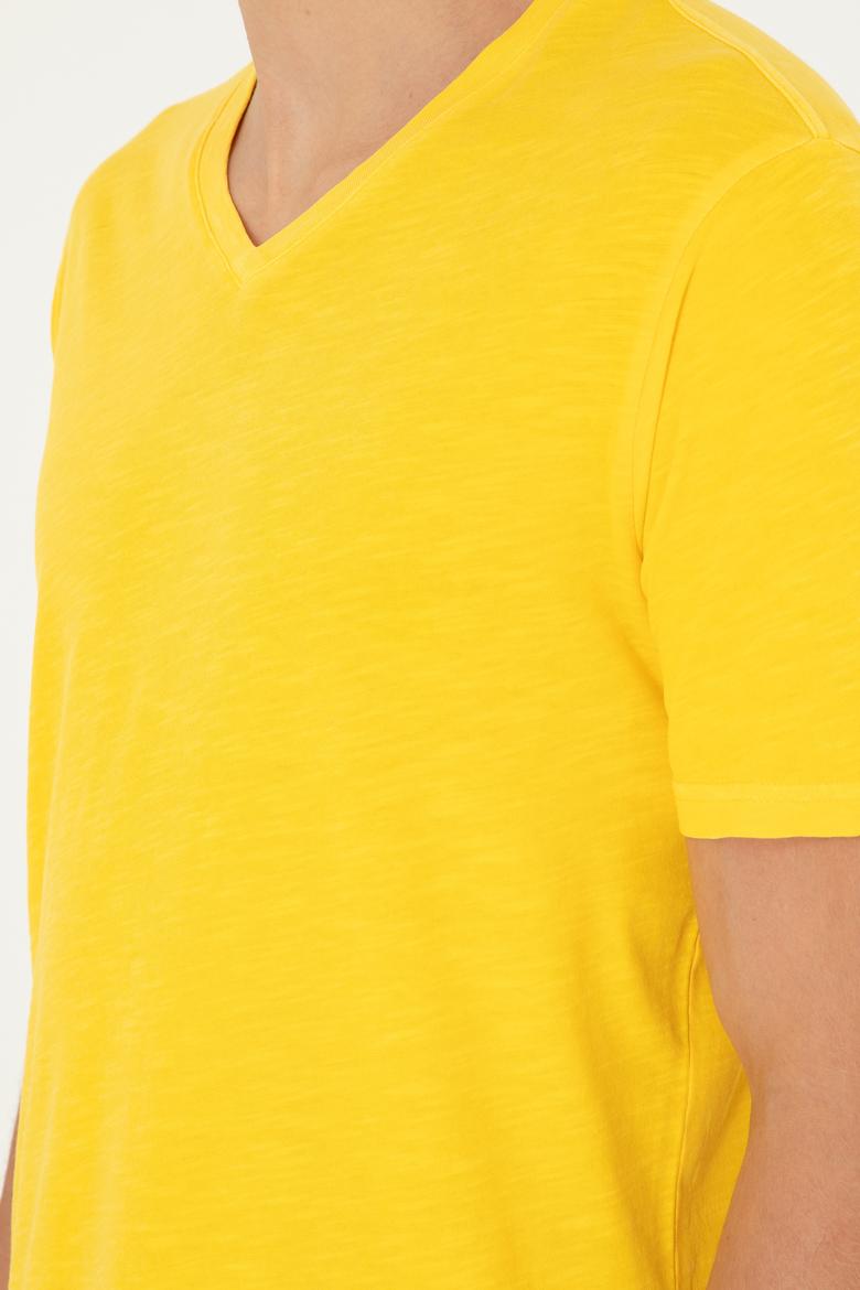 Erkek Sarı Basic Tişört - 50279580060