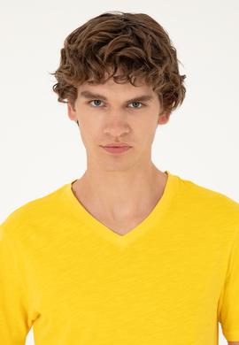 Erkek Sarı Basic Tişört - 50279580060