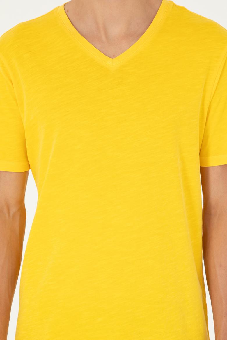 Erkek Sarı Basic Tişört - 50279580060