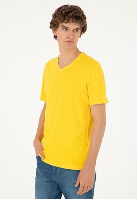 Erkek Sarı Basic Tişört - 50279580060