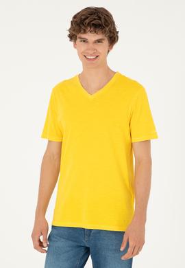 Erkek Sarı Basic Tişört - 50279580060