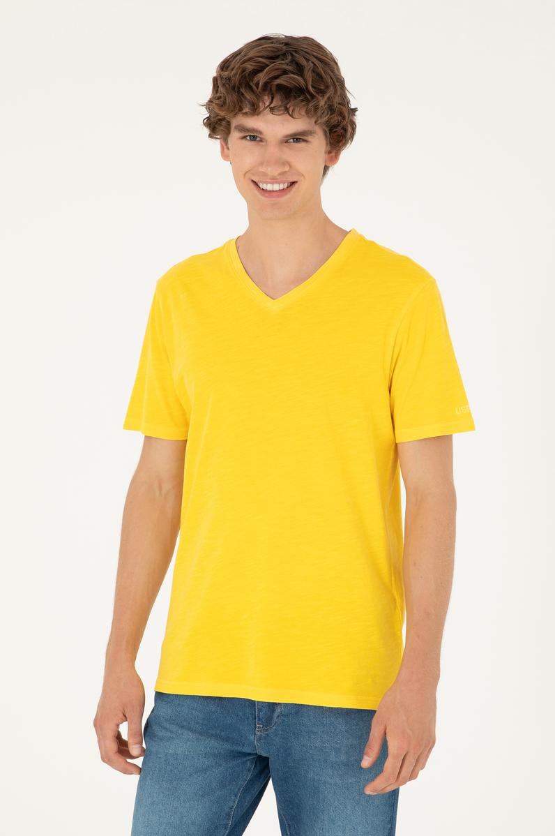 Erkek Sarı Basic Tişört