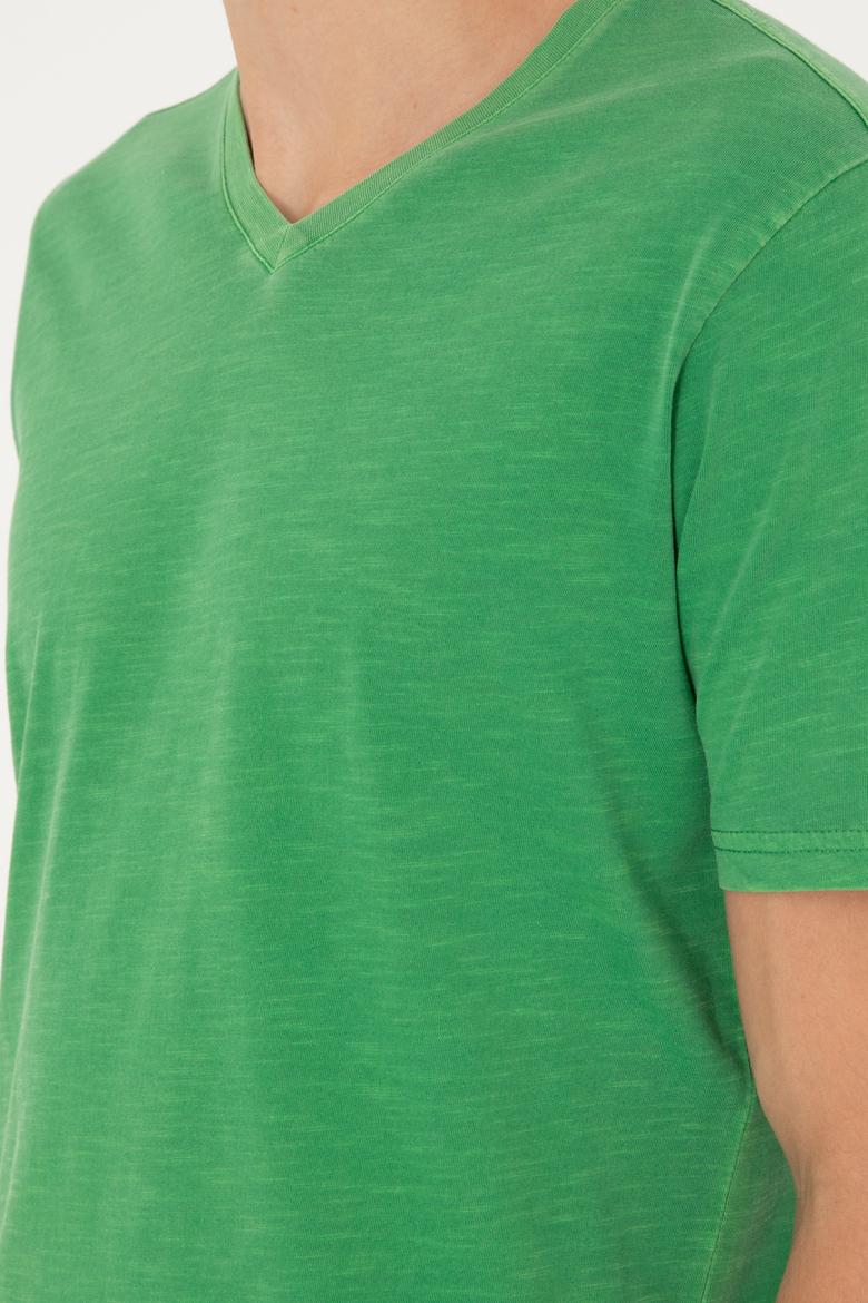 Erkek Yeşil Basic Tişört - 50279580099
