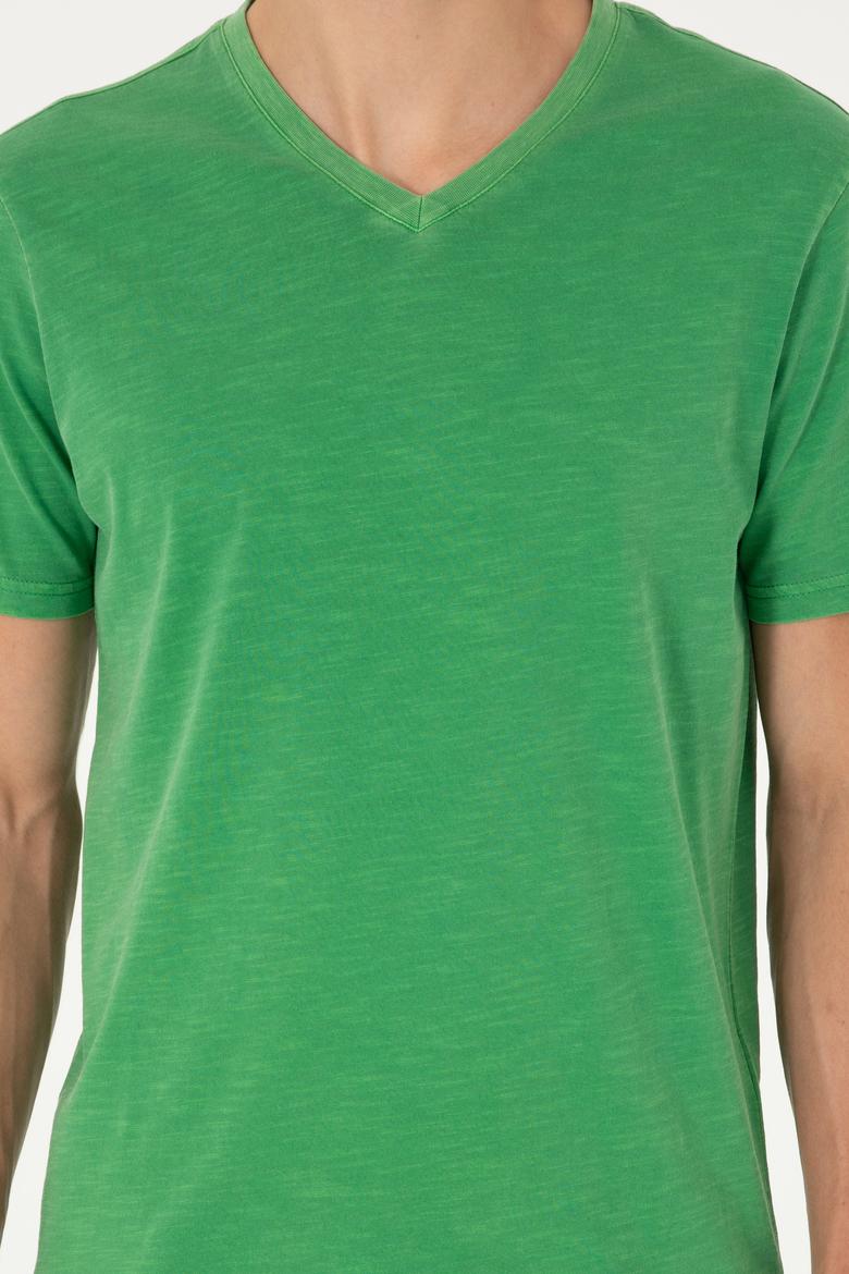 Erkek Yeşil Basic Tişört - 50279580099