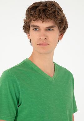 Erkek Yeşil Basic Tişört - 50279580099