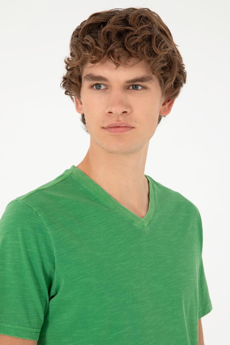 Erkek Yeşil Basic Tişört - 50279580099