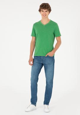 Erkek Yeşil Basic Tişört - 50279580099