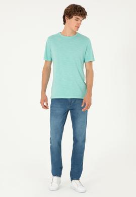 Erkek Regular Fit Bisiklet Yaka Mint Basic Tişört - 50279578135