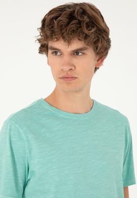 Erkek Regular Fit Bisiklet Yaka Mint Basic Tişört - 50279578135