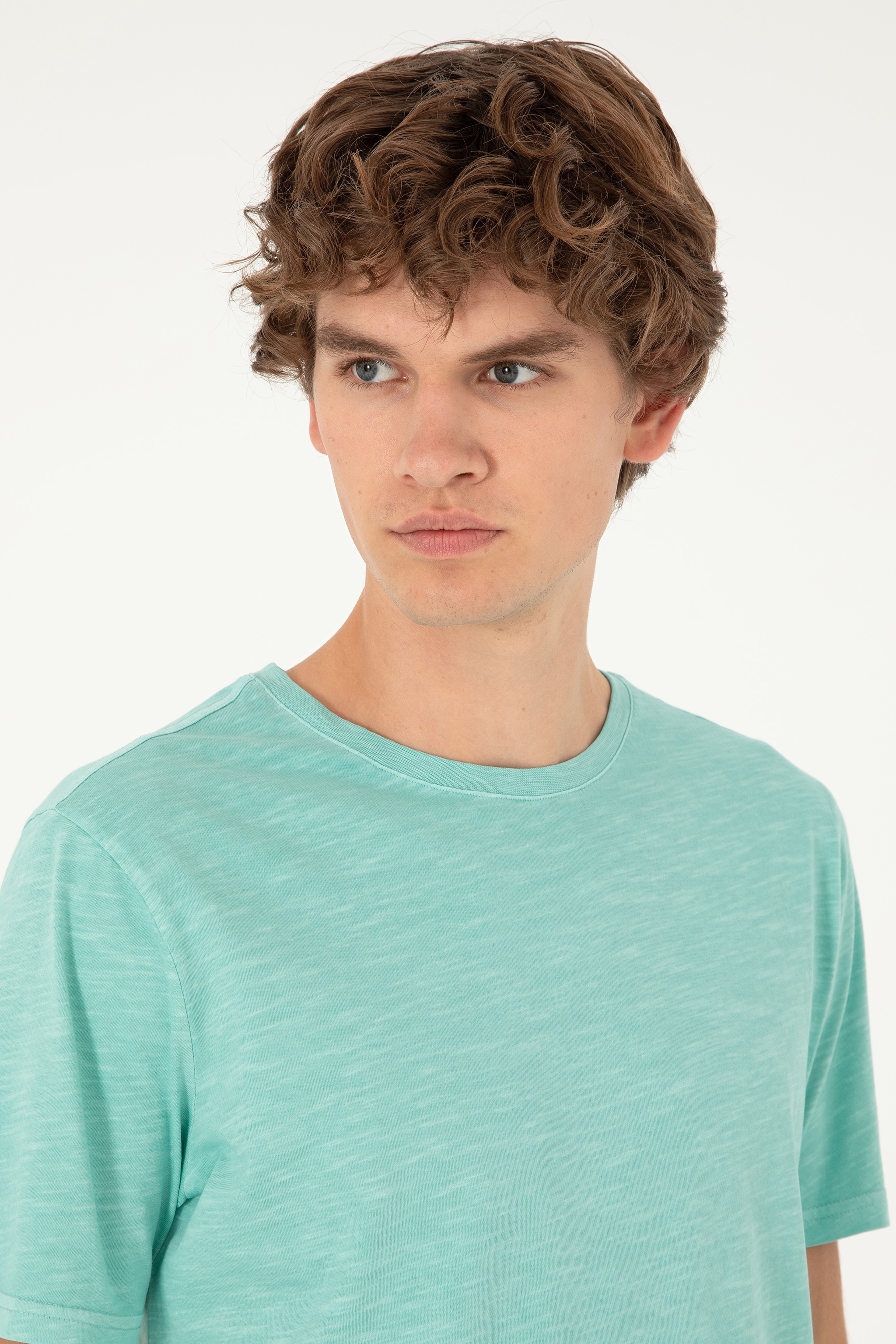 Erkek Regular Fit Bisiklet Yaka Mint Basic Tişört - Image 2