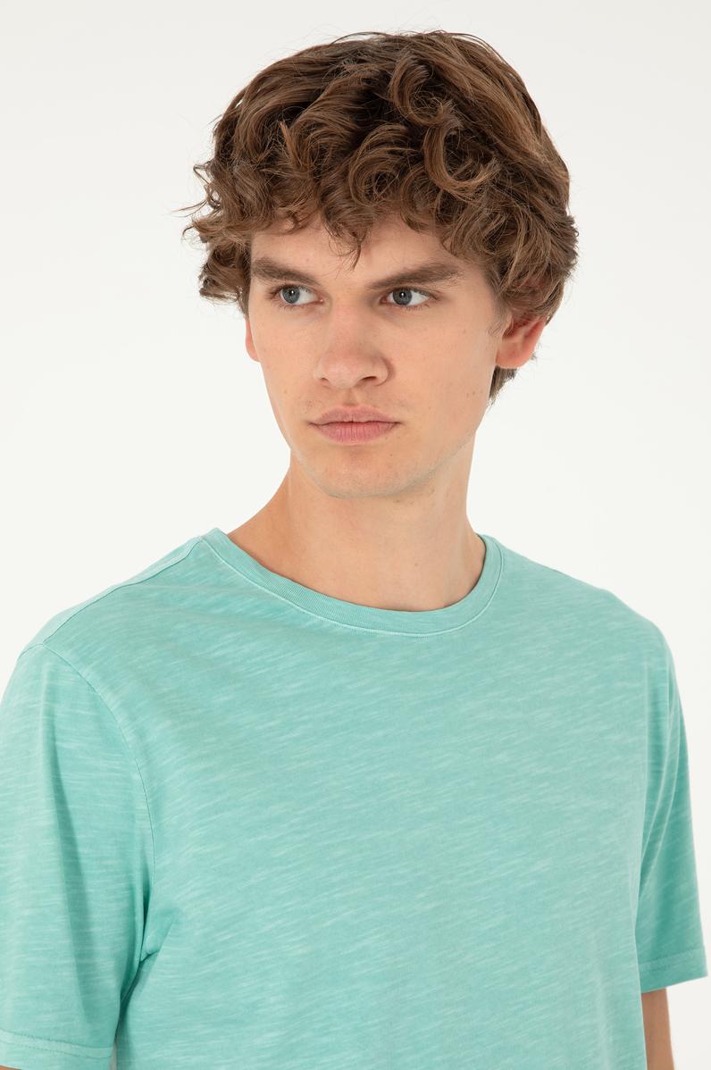 Erkek Regular Fit Bisiklet Yaka Mint Basic Tişört