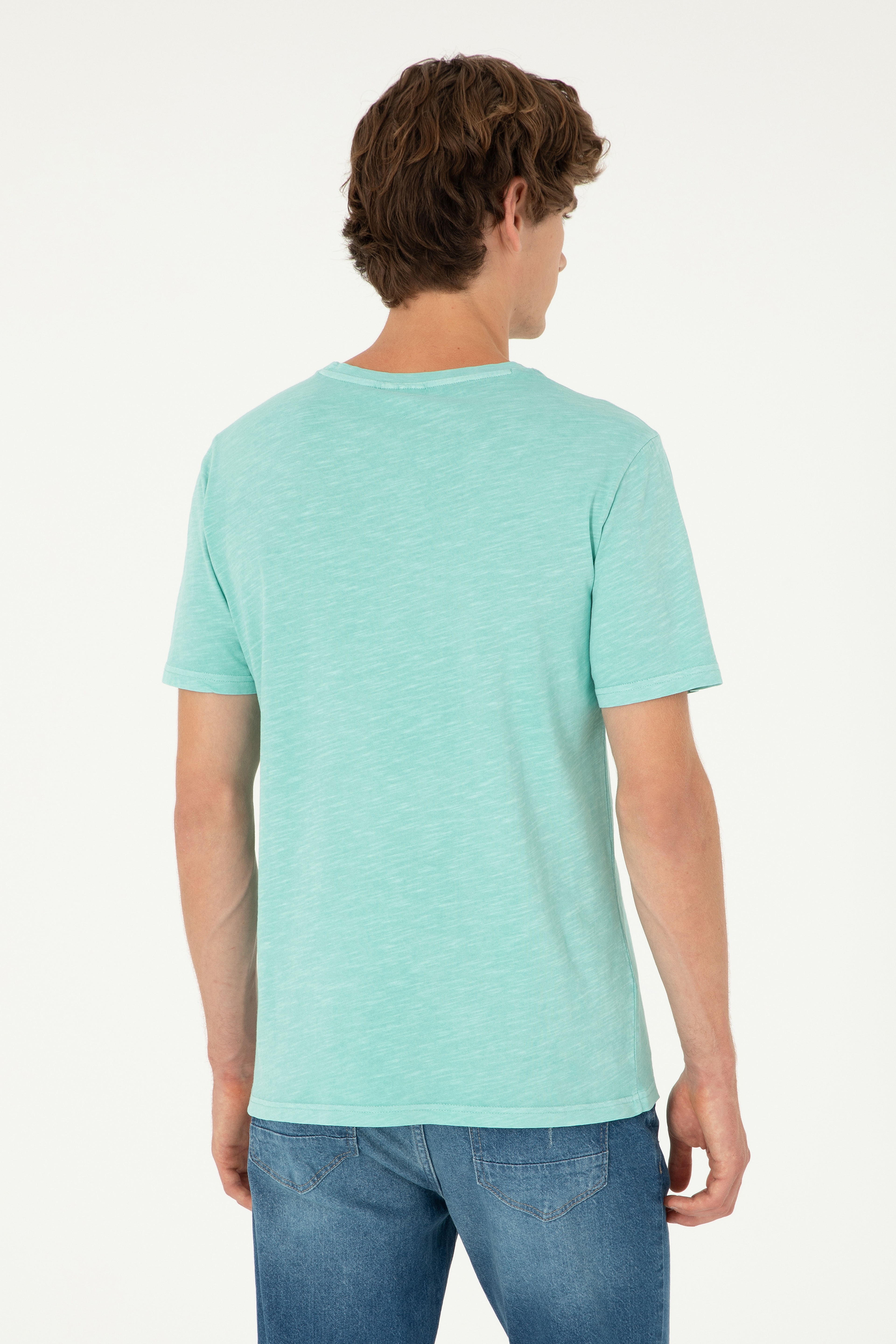 Erkek Regular Fit Bisiklet Yaka Mint Basic Tişört
