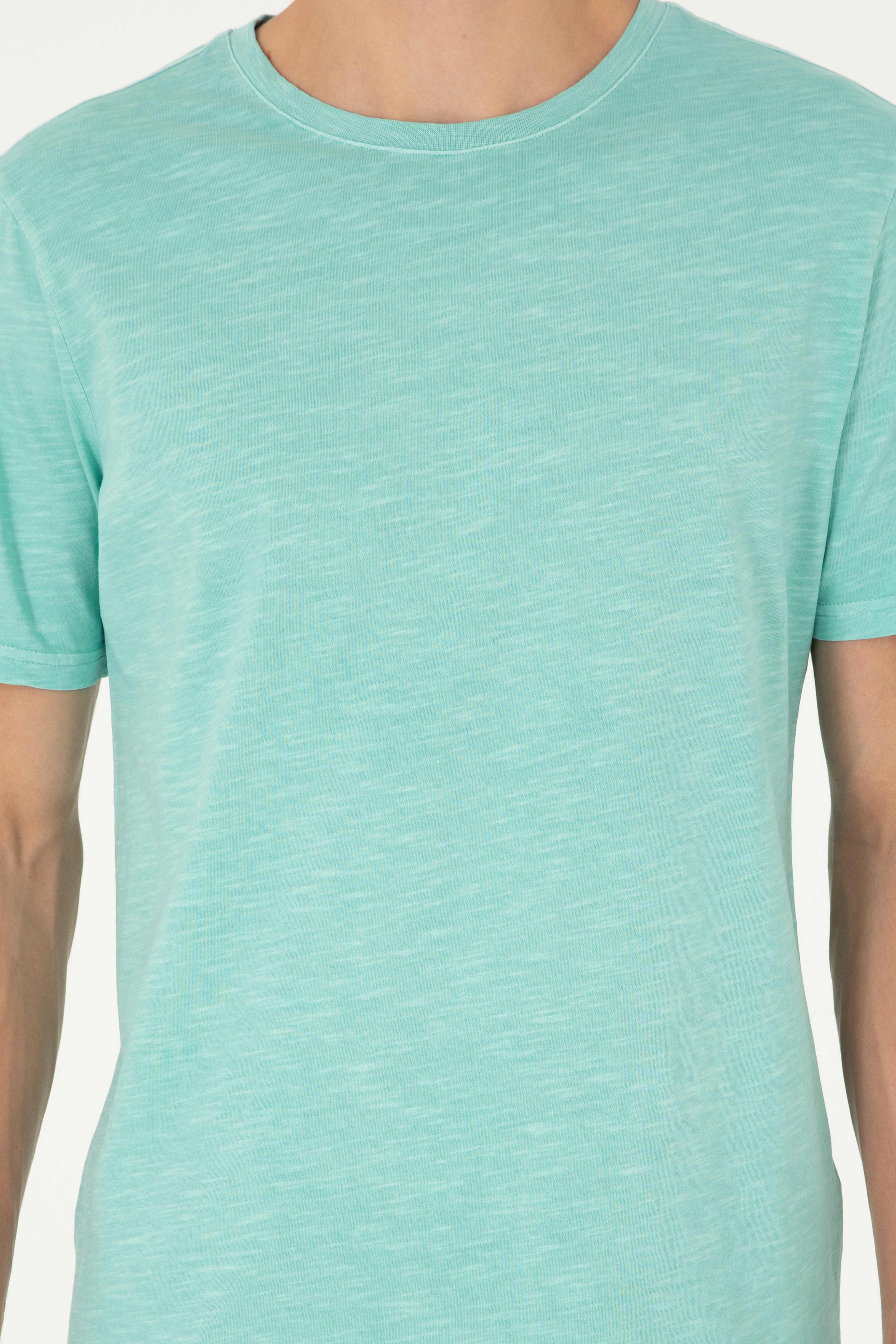 Erkek Regular Fit Bisiklet Yaka Mint Basic Tişört - Image 6