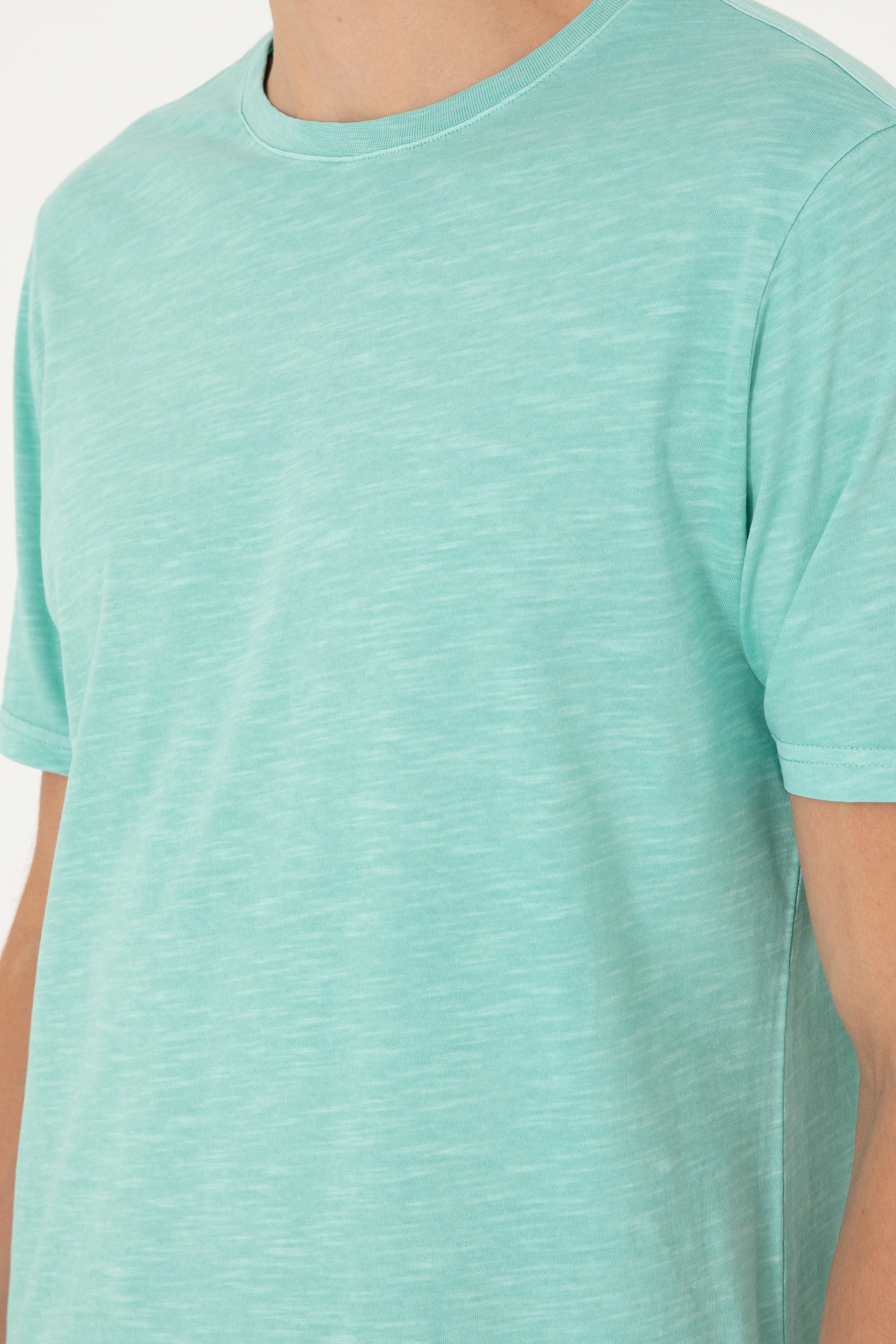 Erkek Regular Fit Bisiklet Yaka Mint Basic Tişört - Image 7