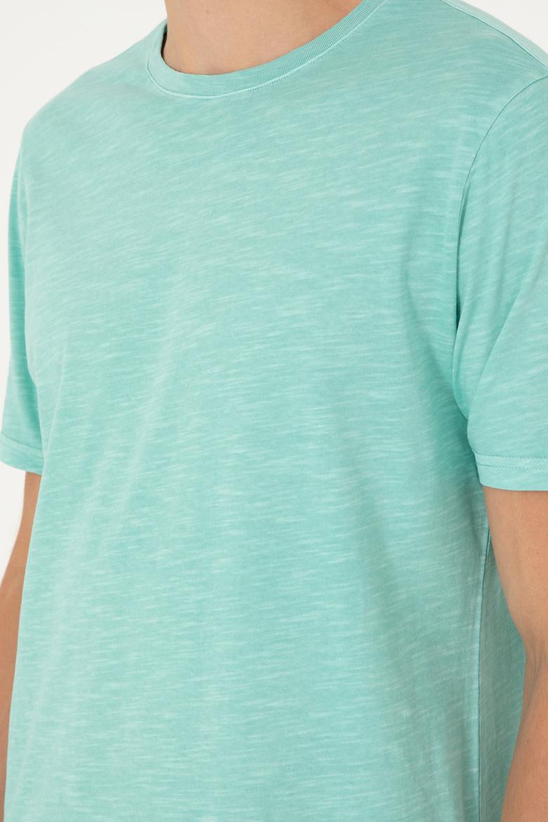 Erkek Regular Fit Bisiklet Yaka Mint Basic Tişört - 50279578135
