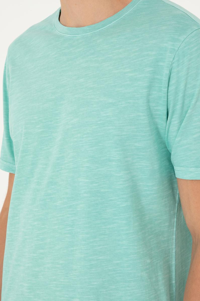 Erkek Regular Fit Bisiklet Yaka Mint Basic Tişört