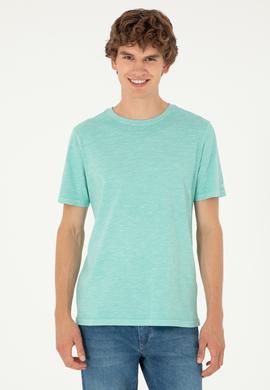 Erkek Regular Fit Bisiklet Yaka Mint Basic Tişört - 50279578135