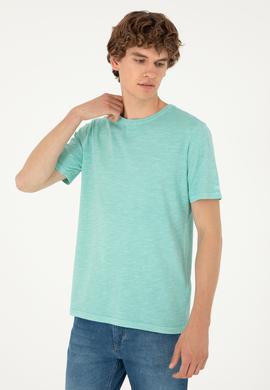 Erkek Regular Fit Bisiklet Yaka Mint Basic Tişört - 50279578135