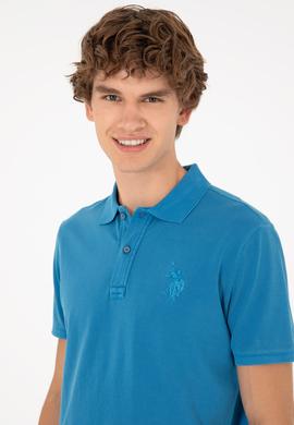 Erkek Slim Fit Polo Yaka Saks Basic Tişört - 50279591064