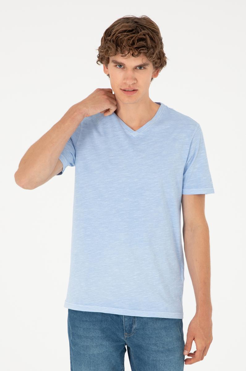Erkek Açık Mavi Basic Tişört