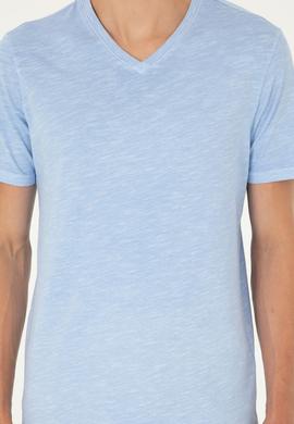 Erkek Açık Mavi Basic Tişört - 50279580008