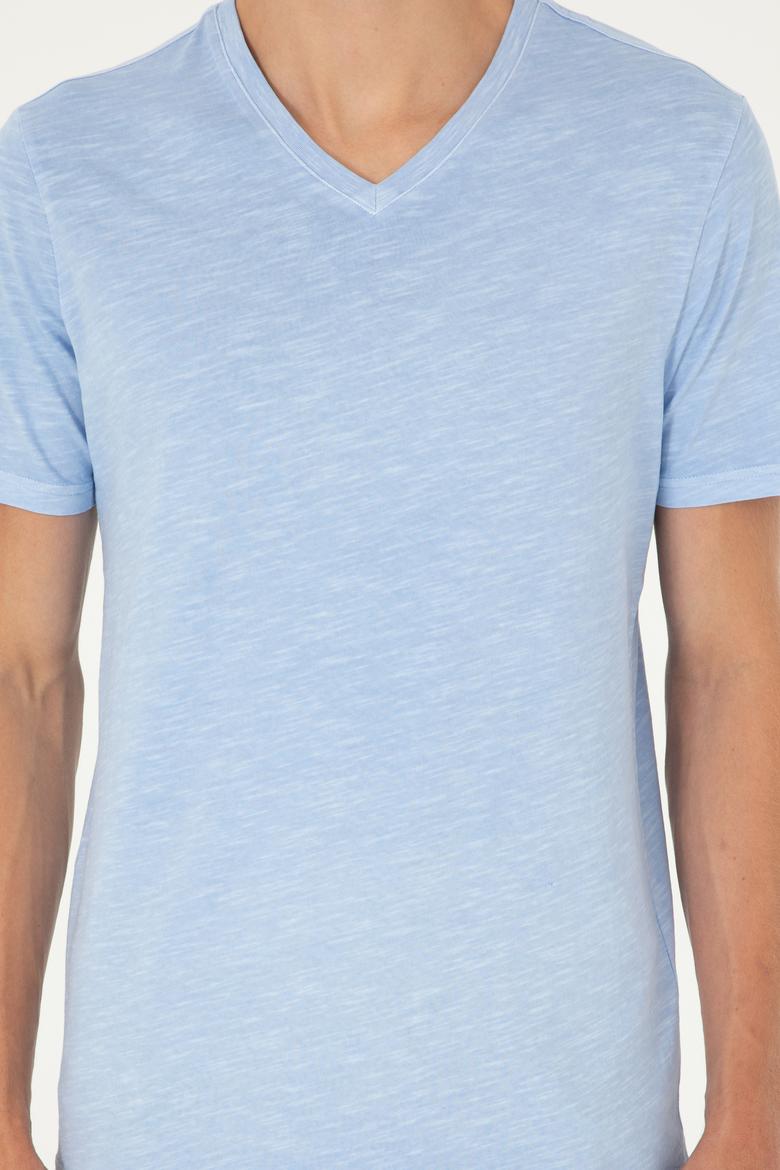 Erkek Açık Mavi Basic Tişört - 50279580008