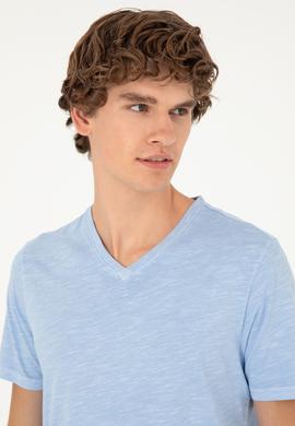 Erkek Açık Mavi Basic Tişört - 50279580008