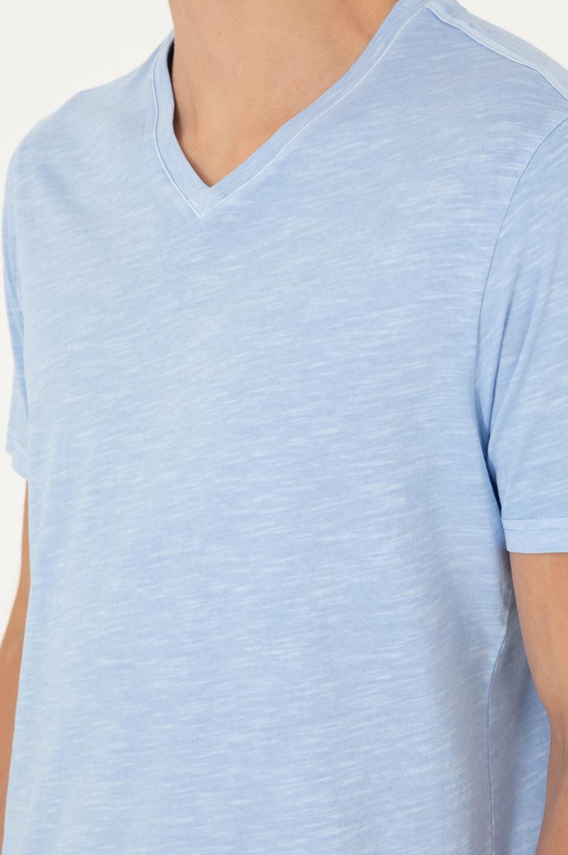 Erkek Açık Mavi Basic Tişört